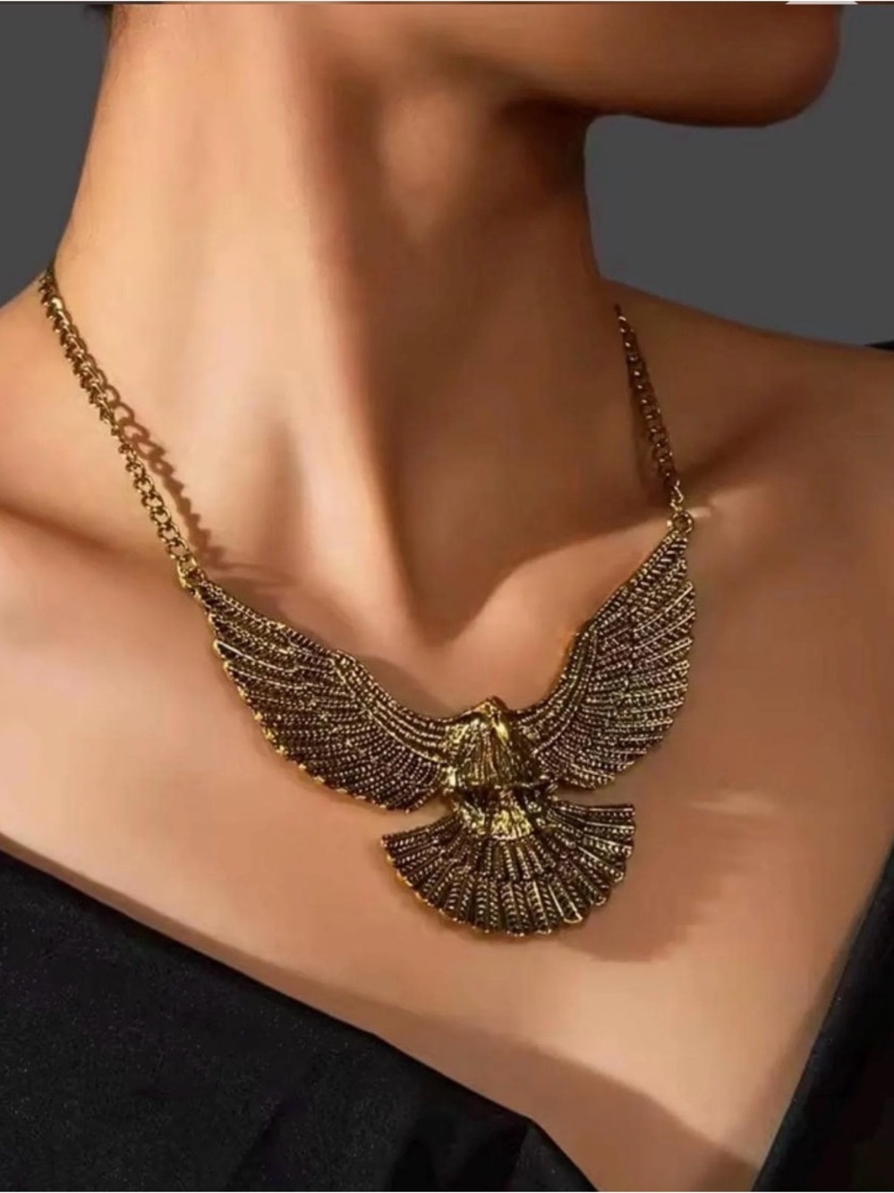 Gold Eagle Pendant Statement Necklace